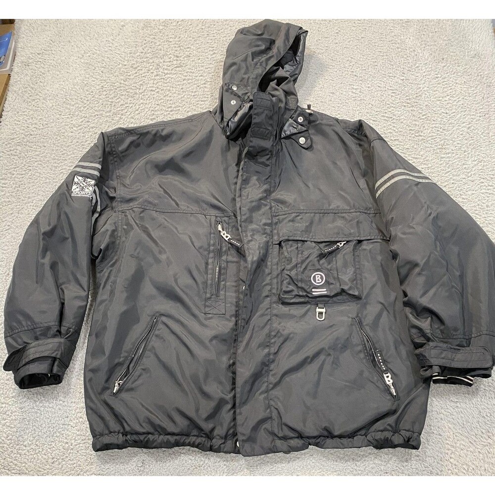 Vintage Bogner Jacket Mens 44 Black Hooded Ski Vail Sports 2000 Y2K Insulated